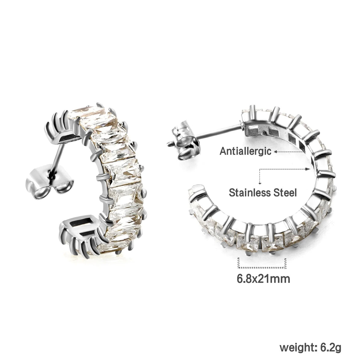 C-SHAPE SILVER EARRINGS