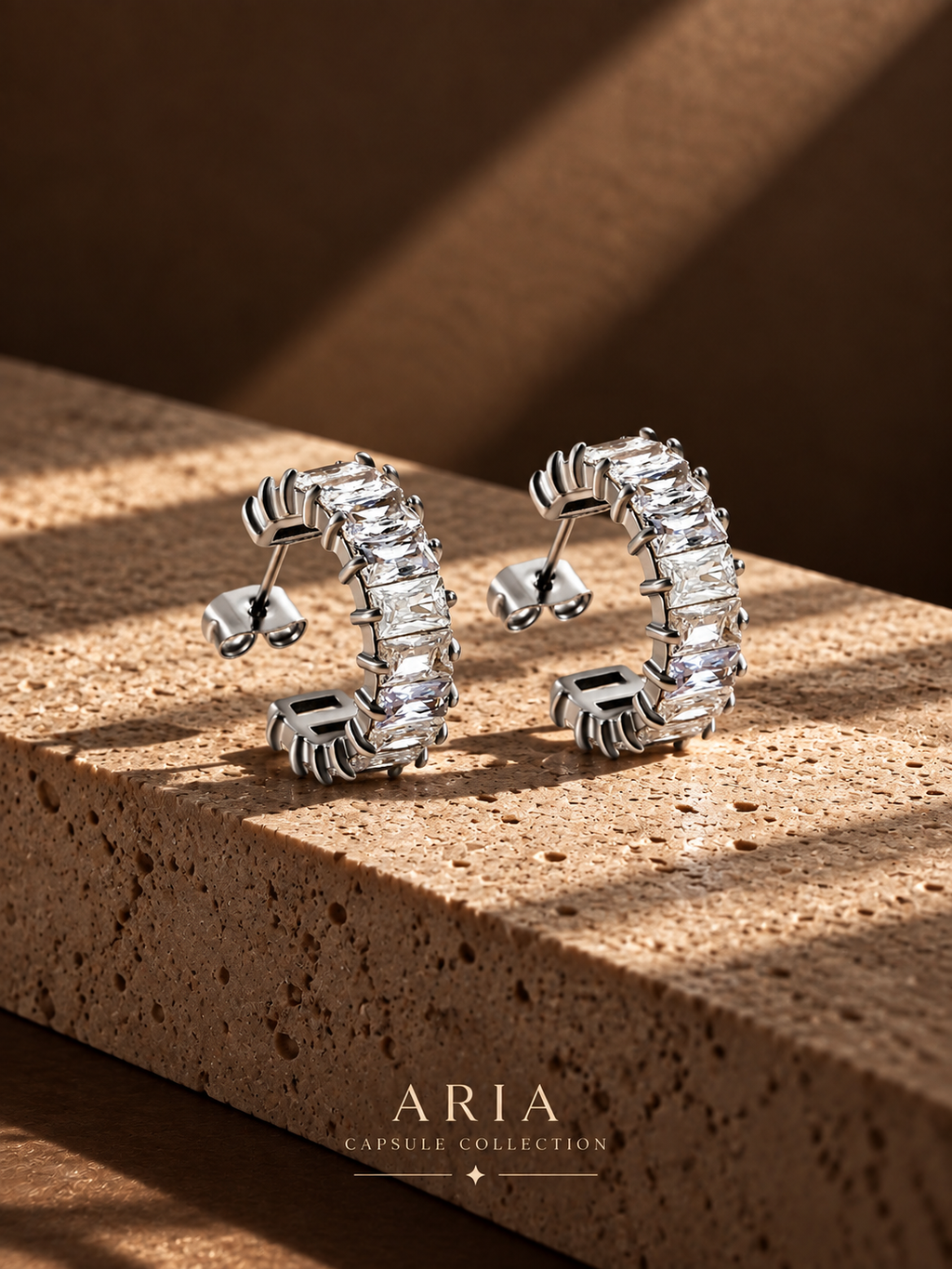 C-SHAPE SILVER EARRINGS